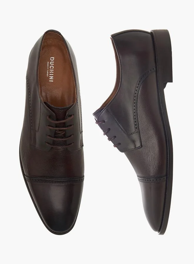 DUCHINI Men Lace-Up Leather Derby Shoes